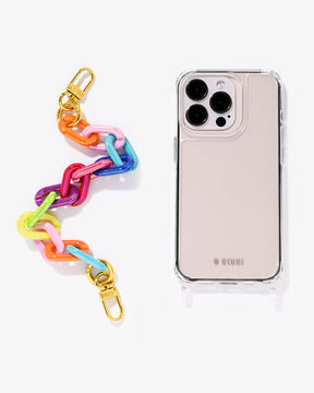 Set Clear Case and Candy Chain Rainbow Neon