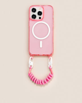 SET Clear Case Flex Pink & Retro Twist cell phone chain Pink