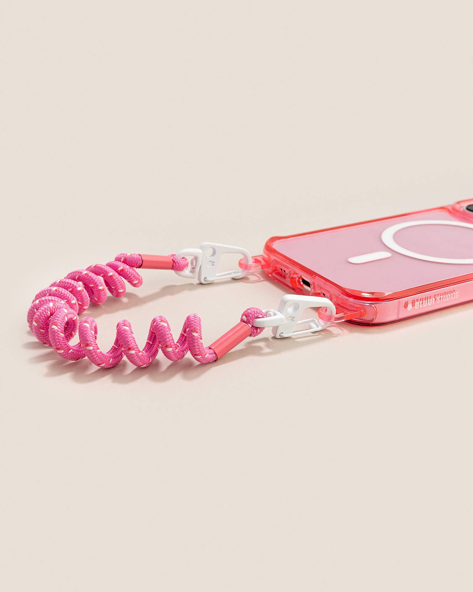 SET Clear Case Flex Pink & Retro Twist cell phone chain Pink