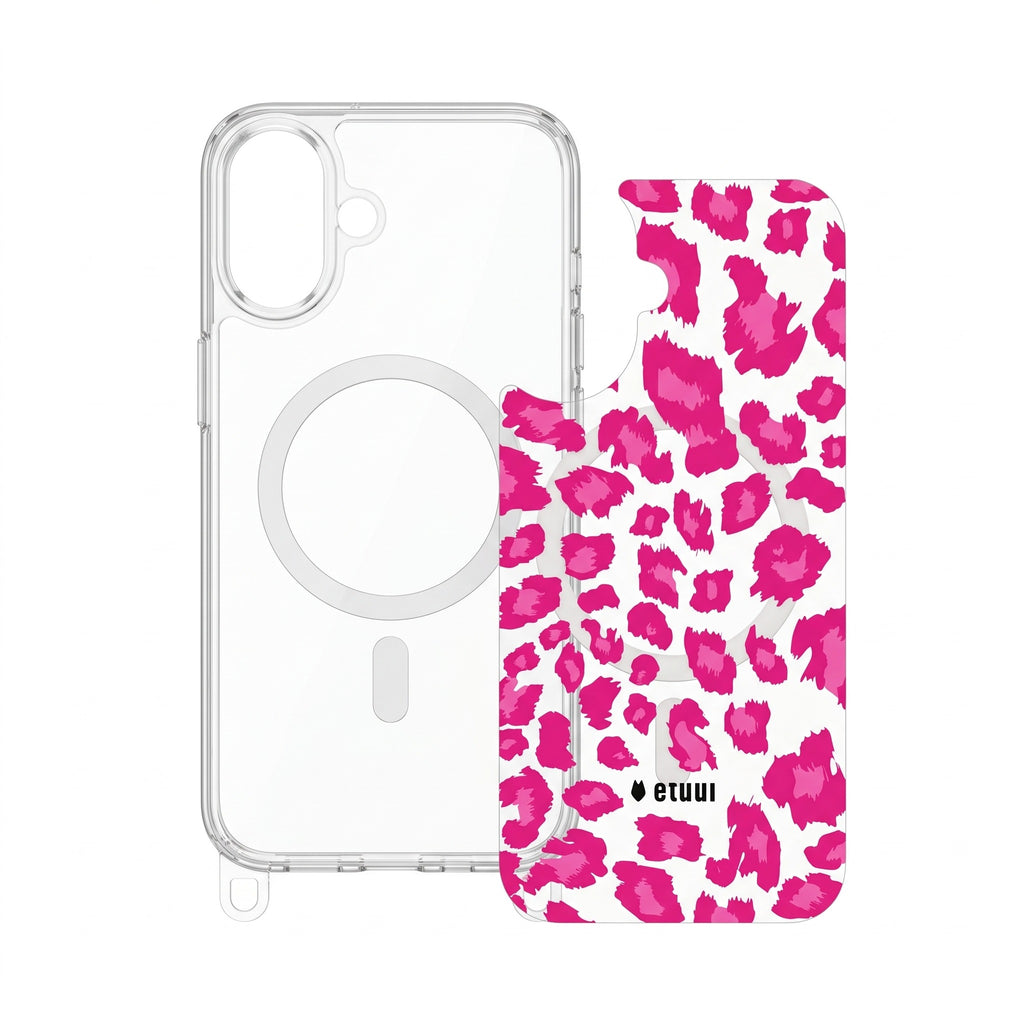 Set Clear Case + Leo Pink Clip-On MagSafe