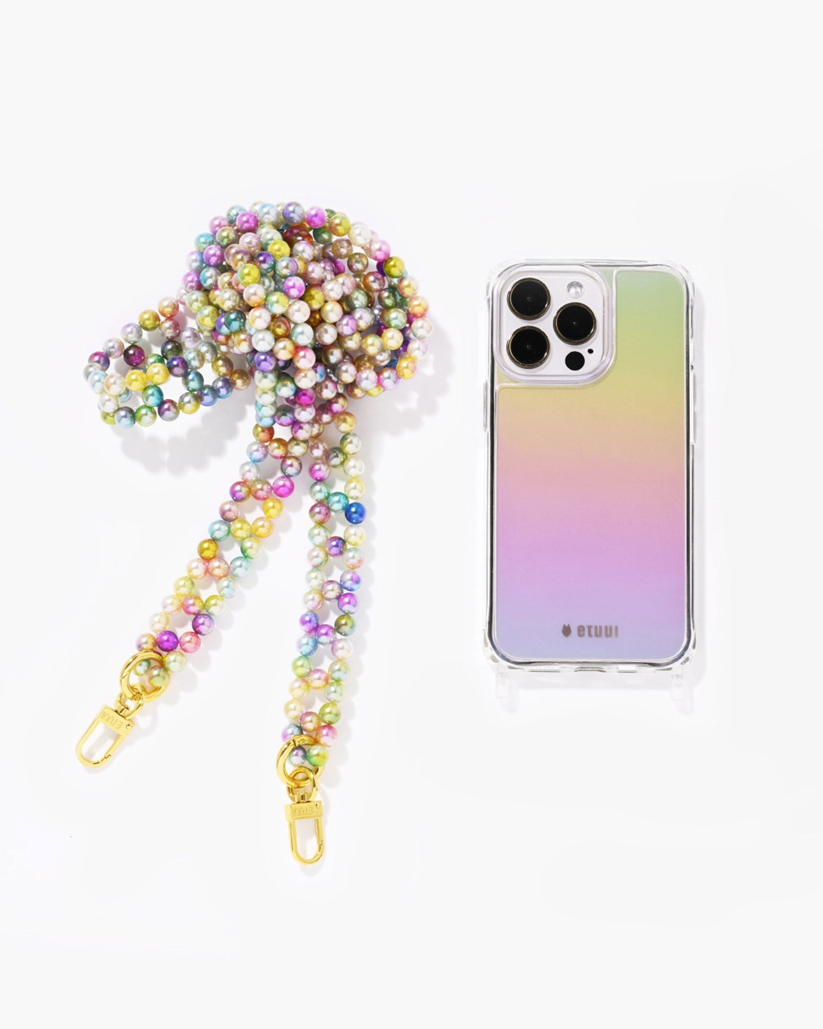 Set Clear Rainbow Case und Lametta Chain